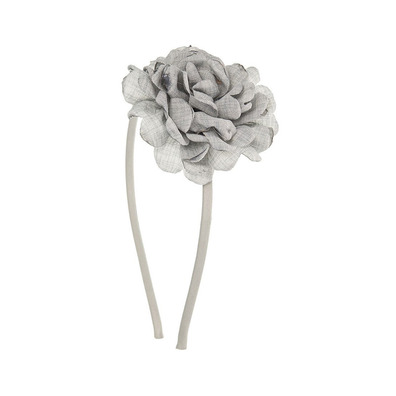 Diadema Dalia Plana Flor Siena - Gris Claro- Light Grey