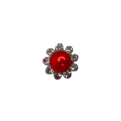 Horquilla invisible perla roja con cristales